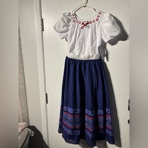 Disney Girls Traditional Costume Dress Blue White Short Sleeve Size 13 NWT